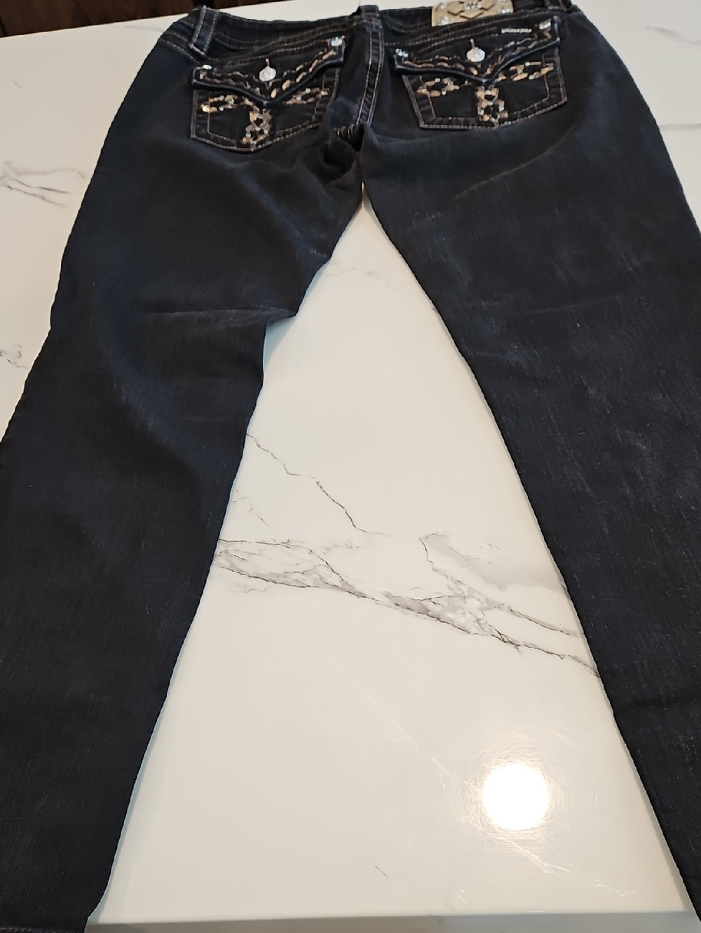 Miss Me Dark Wash Skinny Jeans with Embellished Back Pockets